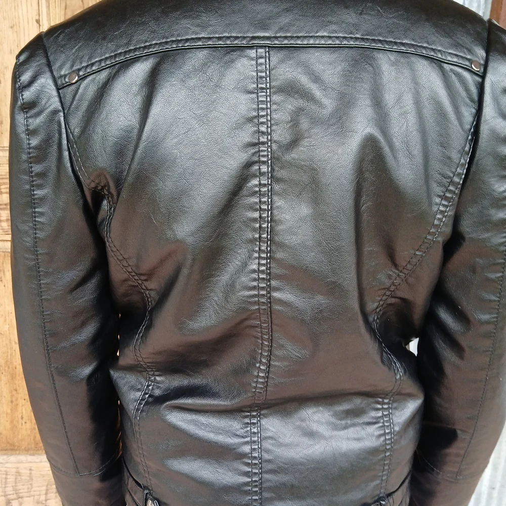 Black Faux Leather Bomber Jacket Punk Moto Unisex Blokecore 11-12 Zarv Kids